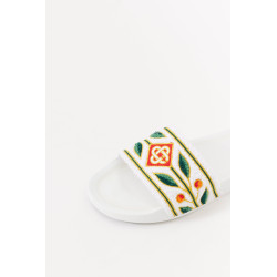 CASABLANCA WHITE EMBROIDERED TERRY SLIDES